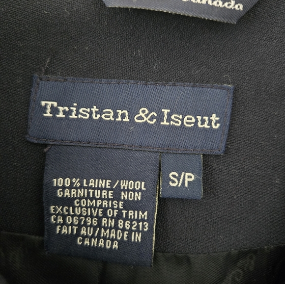 Tristan & Iseut Dark Blue Wool Long Coat - Picture 9 of 9
